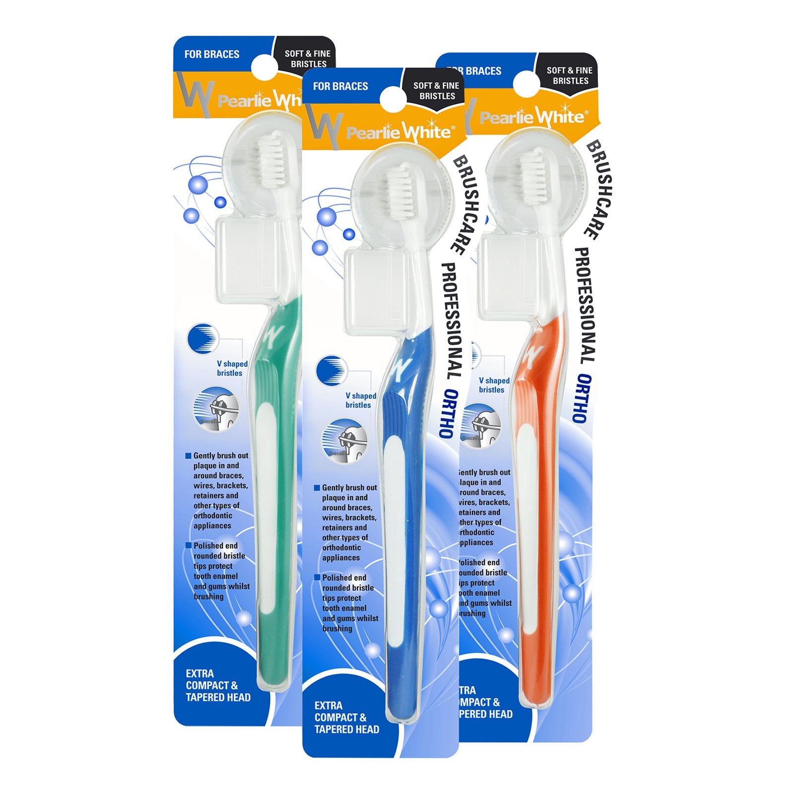 BrushCare Professional Ortho Orthodontic Soft Toothbrush Triple Pack